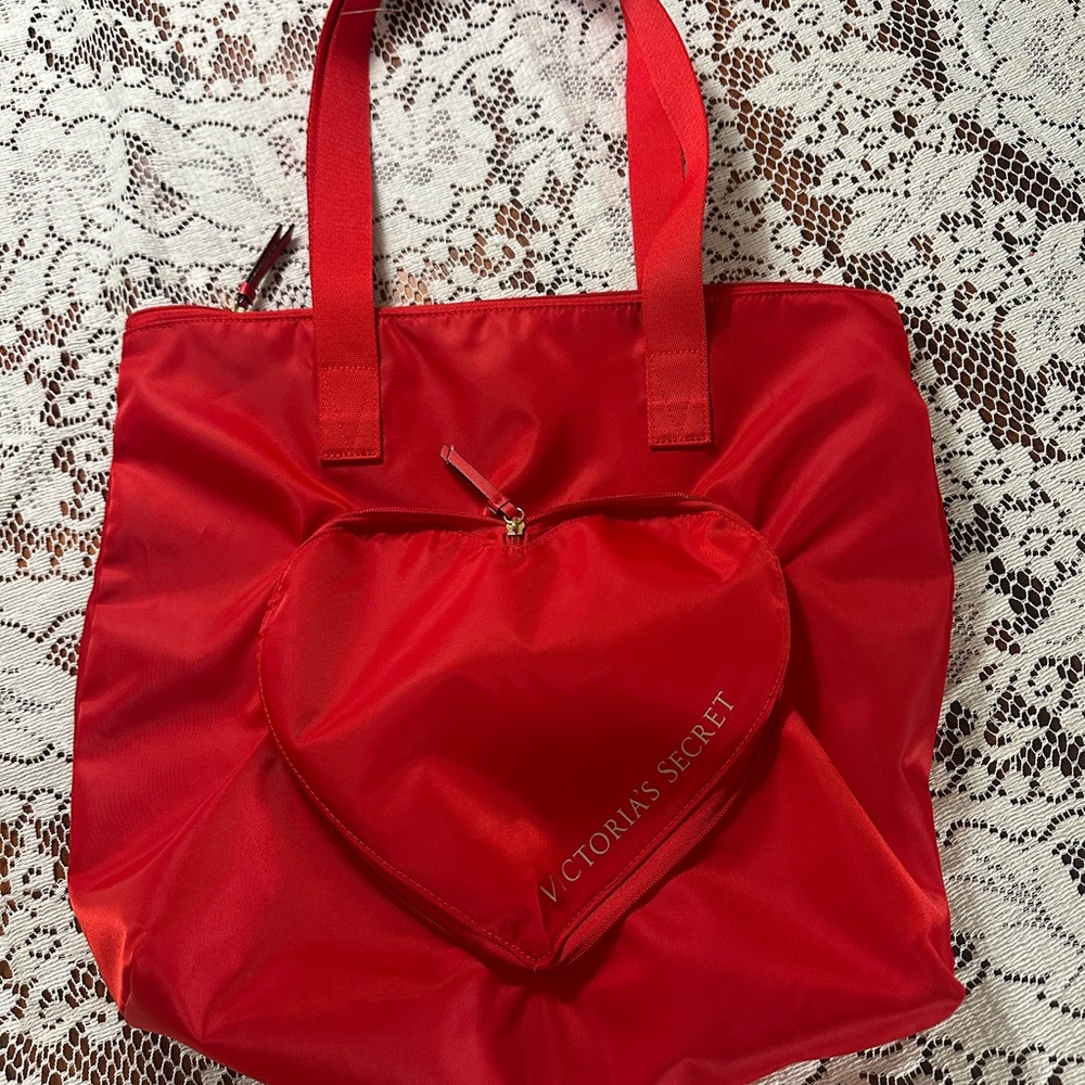 Victoria's Secret Bold Red Heart Tote New